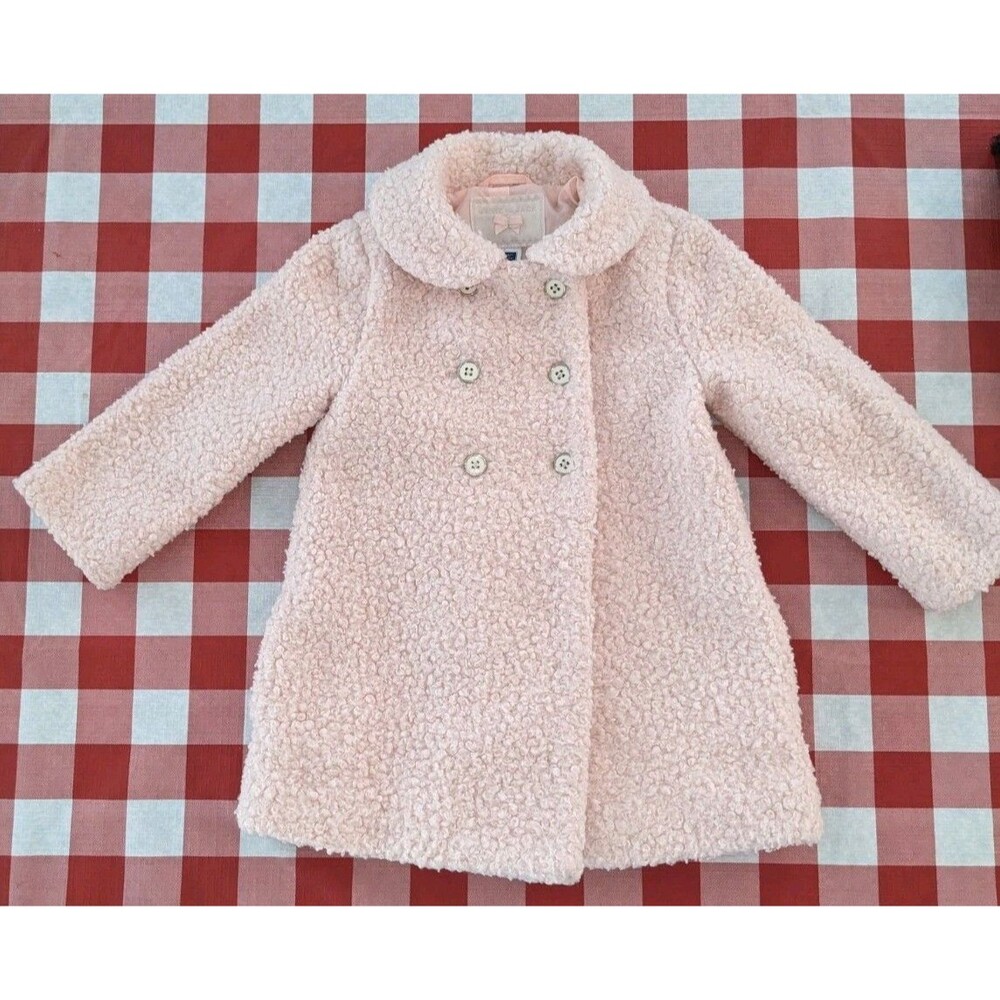 Janie and Jack Girls Pink Teddy Coat 2T Double Breasted Jacket